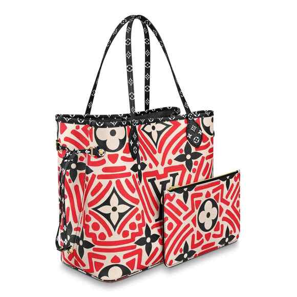 Louis Vuitton Crafty Neverfull MM White Black Red Tote Top Handle Shoulder Bag - Picture 2 of 12